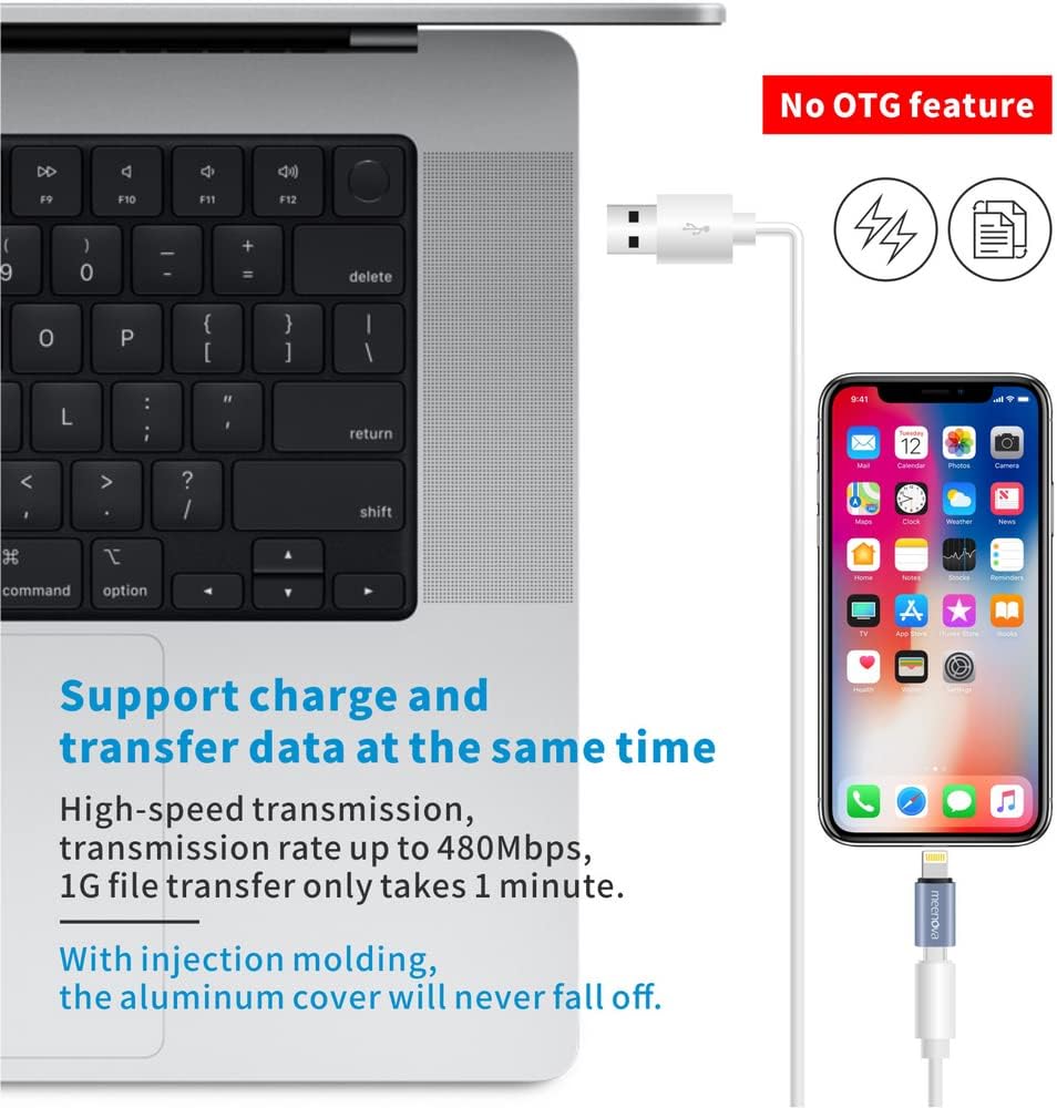 30W PD USB C to Lighting Fast Charging Converter Cable for Apple AirPods Pro, iPod, iPad Pro Air，iPhone 14 Pro Max/13/12/11/Xs Max, 2 Pack, 27W Not for Audio