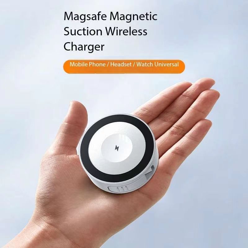 Portable 3-in-1 wireless charger for iPhone15promax ultra-thin magnetic suction base magsafe Apple 13 mobile phone appleWatch watch headset airpods car universal