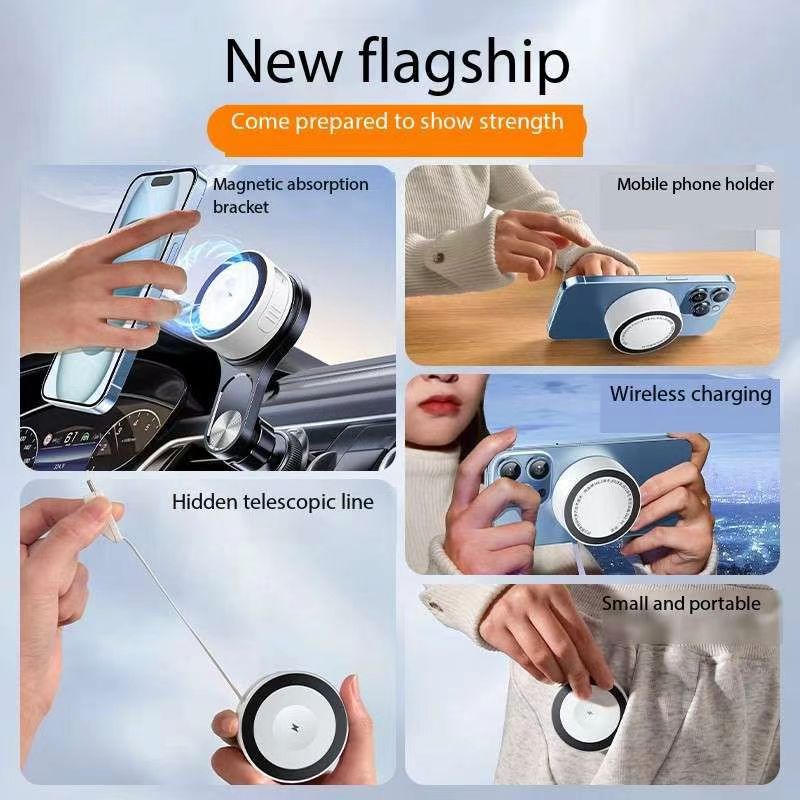 Portable 3-in-1 wireless charger for iPhone15promax ultra-thin magnetic suction base magsafe Apple 13 mobile phone appleWatch watch headset airpods car universal