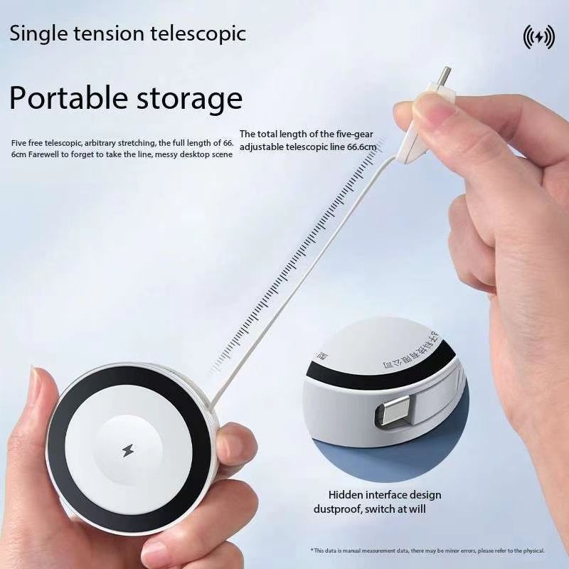 Portable 3-in-1 wireless charger for iPhone15promax ultra-thin magnetic suction base magsafe Apple 13 mobile phone appleWatch watch headset airpods car universal